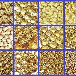 Get-Set-Go! Assorted Golden Acrylic Beads - 12 Shapes With High Sparkle - Pack of 1000+ (Shapes)-5