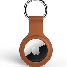 Airtag Silicone Case Protective Cover for Airtag Case Locator Tracker Anti-Lost Device Keychain Protection (Brown)-9