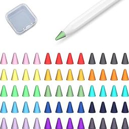 AmberVec 60 Pack Tip Cover for Apple Pencil 2nd Generation and 1st Generation, Comaptible with Apple Pencil Nib, Anti-Slip Slicone Tips Cover, Light Resistance, Multicolor-picture-25