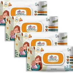 Adore Baby Water Wipes With Lid - 98% Paani Based Baby Wipes with Oat Extracts & Goodness of Aloe Vera & Vitamin E - 80 Count,Oats Wipes With Lid,Pack of 4-image-43