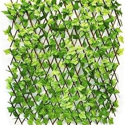 Artificial Leaf Privacy Fence Screen, Expandable Trellis, 3x1.2 Metres, Green, Set of 2-image-9