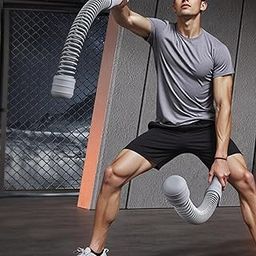UJEAVETTE 2 Pieces Battle Ropes Steel Portable Exercise Rope for Home Outdoor Training Grey-image-95