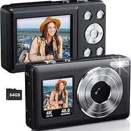 DIVINE Digital Camera 4K 48MP Kids Camera, Dual Screen & Autofocus Point and Shoot Digital Cameras with 64GB SD Card, 16X Zoom, Built-in Batteries (DDC-75)-28