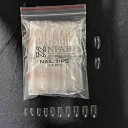 NPAH Short Oval False Nails 500Pcs 10Sizes Full Cover Acrylic Nail Tips For Art Nail Design (Clear,1C)-52