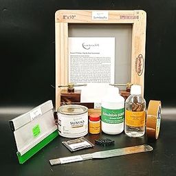 Sumikrafts Screen Printing Kit: 8"x10" Wooden Frame with Pre-Stretched Nylon Mesh No. 40+Vinysheen White Ink 250gm+Double Hinge Table Clamps+7" Squeegee Blade (70/75 Hardness)-image-74