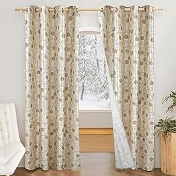 Amazon Brand - Solimo Polyester 75% Blackout Floral Leaf Print Window Curtains|75% Room Darkening| Blackout Window Curtains| 5 Feet |Set of 2| Floral Leaf Print Design | for Living Room Kids Room and Bedroom | Color- Brown| Light-Filtering-10