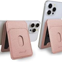 ClickCase Bifold MagSafe Wallet, Minimalist iPhone Wallet with Stand, Magnetic Closure Wallet for iPhone 16/15/14/13/12 Series, Card Holder, MagSafe Accessories, Vegan Leather (Rose Gold)-image-6