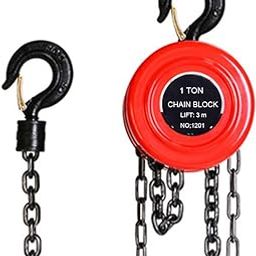 Manual Chain Hoist | 1 Ton/2000 lbs Capacity | 10’ Lift | 2 Hooks | Manual Hand Lift Steel Chain Block Hoist (1T-Red)-image-23