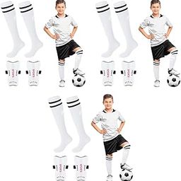 Proberos® Football Sport Compression Sock Shin Guards Set 14 Inches Knee High Socks for Kids 8-18 Old Sweat Absorption Elastic Long Soccer Basketball 3PCS-image-31