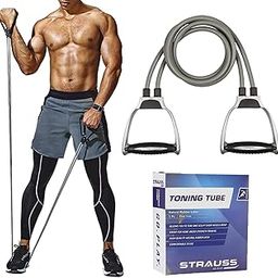 Strauss Double Toning Tube for Men and Women, Resistance Exercise Bands for Stretching & Workout, (Grey)-picture-10