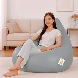 COSAAK Bean Bag Cover, Leatherette Bean Bag Chair, Living Room, Bed Room, Office use daimaction B,66 x W,86 x H,112 cm, Indoor Gaming and Reading Chair (White, XXL, Solid)-image-56