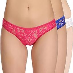 Women's Mid-Rise Net Self Design Panties Bikini Briefs Set (Pack of 3)-picture-10