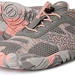 Womens Trail Running Minimalist Barefoot Shoes Size 7 Autumn Athletic Wide Gym Trekking Jogging Toes Ladies Hiking Barefoot Sneakers Grey Pink 37-image-1
