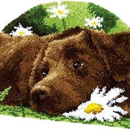 CALANDIS™ Latch Hook Rug Kits Animal Crocheting Sewing Craft Tool Lying Down Dog | Latch Hooking Kits | Latch Hooking | Rug Making | Needlecrafts & Yarn-picture-15