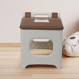 IMUU Folding Step Stool Portable Step-up Stool, Folding Step Stand, Strong Capacity Step Stool with Handle, Lightweight High Load-Bearing Folding Stool for Travel Kitchen Bathroom (Brown)-7