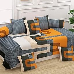 Bansal Yarn 100% Cotton Checkered Diwan Set (Multicolour) Set of 8 Pieces (1Bed Sheet 60x90Inch, 2 Bolster Cover 16x32 Inch, 5 Cushion Cover 16x16 Inch)-image-14