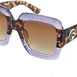 Oversized Square Sunglasses Multi Tinted Glitter Frame Stylish Inspired B2276-picture-6
