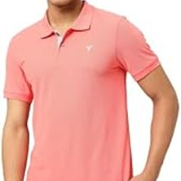 TECHNOSPORT Men's Polyester Regular Fit Or61/3 Collar Half Sleeve Stone T-Shirt-image-4