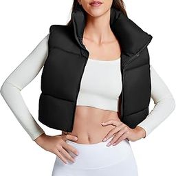 Cropped Puffer Vest Women's Outerwear Vests Puffy Sleeveless 2024 Quilted Christmas Vest Tops Jackets Coat Zip-picture-29