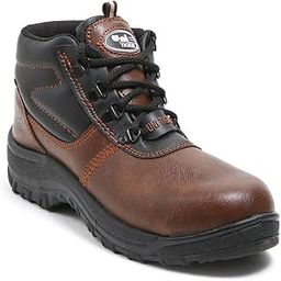 Jaguar High Ankle Brown Leather Safety Shoes for Men | Single Density with Steel Toe | Antistatic, Antislip, Oil & Heat Resistant | 1 Pair-image-12