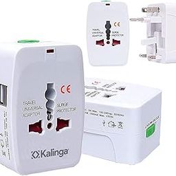 Kalinga Universal Travel Adapter Worldwide International Travel Adapter Smart with Built in Dual USB Charger Ports Compatible with Smartphone, Laptop, Charger, and 150+ Countries (USB)-3