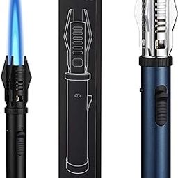 EULTUR Jet Flame Torch Lighter – Windproof Refillable Butane Lighter with Adjustable Red/Blue Flame | Metal Body Camping Lighter with Safety Lock | Bright Fire BBQ & Candle-image-91