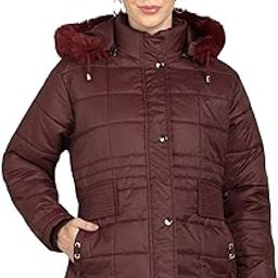 Nylon Full Sleeve Winter Jacket With Detachable Hood For Girls & Women-43