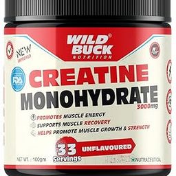 WILD BUCK Creatine Monohydrate Powder,Strength,Reduce Fatigue,100% Pure Creatine,Lean Muscle Building,Supports Muscle Growth,Athletic Performance,Recovery [33 Servings,Unflavoured]-image-34