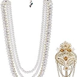 Layered Moti Necklace With Designer Brooch-image-63