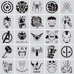 CZONG 25 Pcs Superhero Stencils For Painting On Wood Canvas-Kids Drawing Painting Stencil Art Supplies Superhero Avatars And Logo Stencils For Home Decor&Diy Projects-image-70