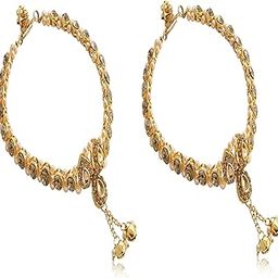 WomenSk Traditional Kundan Pearls Stone Gold Plated Anklet Bracelet for Women-image-97