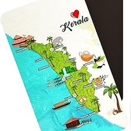 dhcrafts Rectangular Rubber Fridge Magnet/Magnetic Card Multicolor Kerala D1 Design Pack of 1 (8.6cm x 5.4cm)-image-89