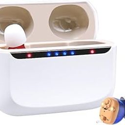 Fastwelll F16C CIC Rechargeable Hearing aid With Magnetic suction charging, Cic Invisible The Smallest Mini Ear Machine Completly In the Canal (Red-Right Ear/Blue-Left Ear) Pair ((BOTH-EAR))-image-0
