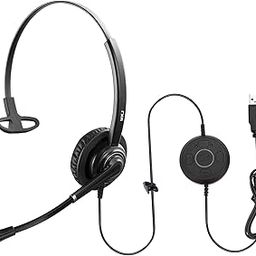 MKJ Noise Cancelling USB Headset with Microphone, Laptop Headset for Call Center and Home Office, Wired Headphone for Computer Skype Ms Teams Zoom Business Webex Jabber Online Meeting Webinar-13