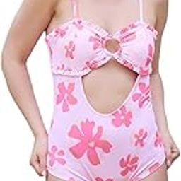 Pink Floral Front Cut-Out Padded Bikini-image-78