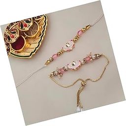 Elegant Couple Rakhi Set – Traditional Pachchi Work Bhaiya Bhabhi Rakhi | Rakshabandhan Gift Combo for Brother & Sister-in-Law | Roli Chawal Included (08)-image-55