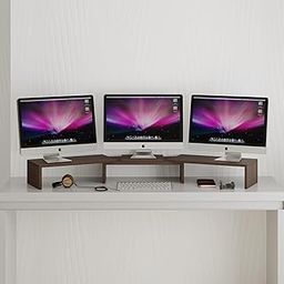 BLUEWUD Festvi Triple Monitor Stand & Computer PC Screen Height Riser Gaming Desk for Table Home & Office for Living Room Home Furniture (Wenge)-24