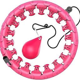 Pinopa Fitness Weighted Hula Hoop, 51 Inch, 24 Detachable Links, Plus Size Exercise Circle with Sweat Belt, Waist Trainer (Random-Colour)-image-11