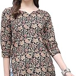 Women's Cotton Blend Floral Printed Tunic (JOPLST735-P_Black & Beige_P)-image-62