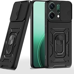 Pikkme Back Cover for Oppo Reno 14 Pro 5G | D10 Tough Armor | 360 Protection Case | Sliding Camera Shield Cover & Ring Holder Stand Bumper Case (Black)-image-24