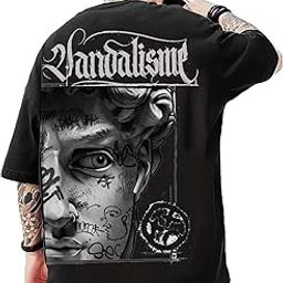 Men's Stylish Graphic Printed Oversized Fit 3/4th Sleeve T-Shirt (Black)-image-96
