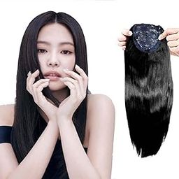 Verbier Front Scalp Cover Hair Closure/Bald Cover Up Patch/Side Cover Up Patches/Hair Topper Extension Clip In Crown Hair Topper Volumizer for Hair For Girls Women (3 Clip Black)-13