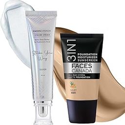 FACESCANADA Celeb Glow Kit | Silver Strobe Cream (30ml) + Medium Natural All Day Hydra Matte Mini Foundation (18ml) | Makeup Kit For Women (Combo Pack of 2)-4