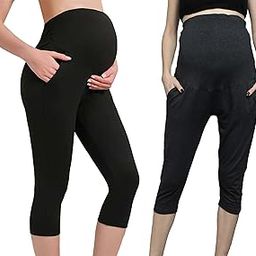 Cotton Lycra Over Belly Stretchable Maternity 3/4 Leggings for Pre & Post Pregnancy with 2 Pockets,Adjustable Strap,High Waist Support & Seam-Free.-image-9