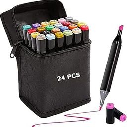 Parssufy Dual Tip Marker Set of 24 Alcohol Markers with Portable Storage Bag, Waterproof Sketch Pens for Kids, Artists & Students, Quick-Dry Colour Art Kit for Drawing, Journaling, Gifts for Girls-9