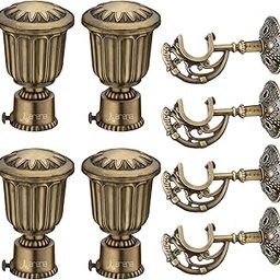 Arena Curtain Brackets Set With Rod End Caps for Home and Offices - Ideal for Window and Door Accessories, Rod Holder Set With Knobs (Pack of 4, Antique Brass)-image-23