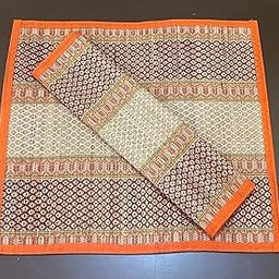 Traditional Kusha Grass Mat Set of 2, Orange Border, Prayer and Meditation Mat-image-61