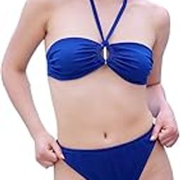 Cobalt Blue Neck tie-up Padded Bikini Set-image-41