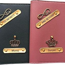 Unisex-Adult Personalised Passport Cover With Name And Charm Combo Pack| 2 In One Pack Passport Holder| Design With Caption Looks Attractive Black & Pink-image-28