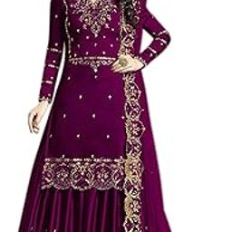 Women's Anarkali Gown Taffeta Silk Gown Set With Dupatta-27